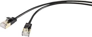 RENKFORCE RF-4538184 RJ45 - Cable de Red (Cat. 8.1, F/FTP, 25,00 cm), Color Negro Extremadamente Fino, contactos Dorados 1 Unidad