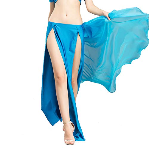 ROYAL SMEELA Chiffon Belly Dance Skirt Belly Dance Costume for Women Dancing Dress One Size, 6 Colors - Blue - One Size