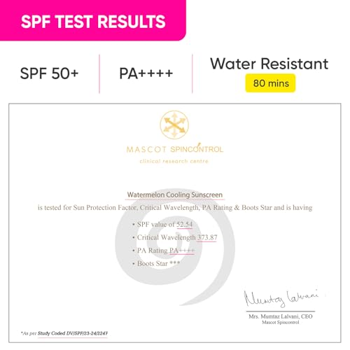 Dot & Key Watermelon Cooling Sunscreen SPF 50+ PA++++ | With Hyaluronic Acid, Instantly Cools Skin, Broad Spectrum Protection | Controls Excess Oil, Checks Tanning, No White Cast, All Skin Types | 50g (Image - 3)
