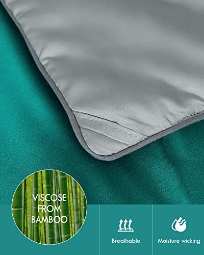 Kaisa Summer Comforter For Hot-Sleepers,Viscose From Bamboo,Queen Size Hypoallergenic Soft Blanket,Cooling Bedding Duvet Insert With Corner Tabs, 90X90 Inches Green Grey #TOP2