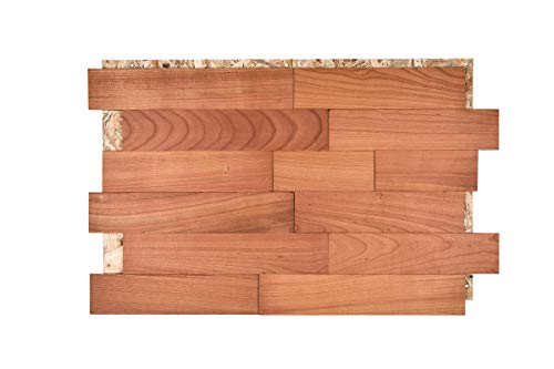 Preisvergleich Produktbild Split4Wall Wandverkleidung Holz 3D Optik Kirsche 1m² Wandpaneele Moderne Wanddekoration Holzverkleidung Holzwand Wohnzimmer Küche Schlafzimmer (Kirsche glatt geölt, 60)