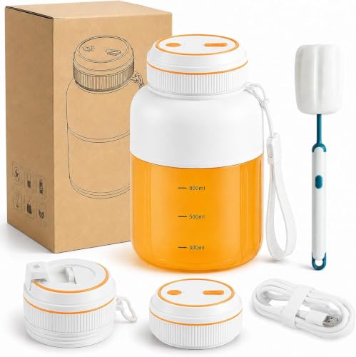 Image of Portable Cordless juicer cup, 44oz Portable Blender for Shakes and Smoothies with Leakproof Travel Lid, Stainless Steel Blades, Compact Juicer Cup for Gym, Office, Travel & Home (Blue*2)
