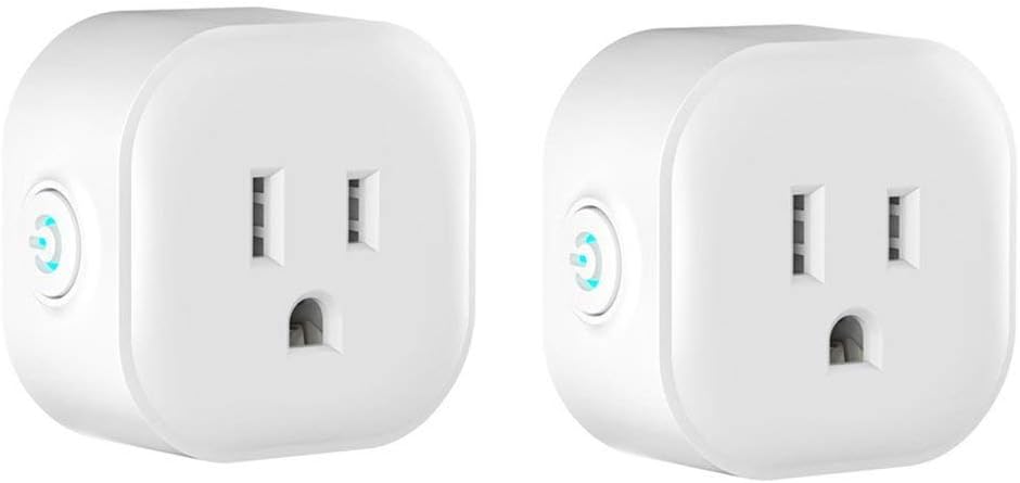 Wifi Smart Plug Compatible with Alexa & Google Assistant, Wireless Mini Smart Switch Outlet Socket, Remote Control Your Devices Anywhere, Voice Control with Echo & Google Home, No Hub Required, 2 Pack