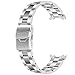Juntan Stainless Steel Curved Solid End Tapered 20mm 22mm Watch Band Metal Watch Strap Bracelet Deployment Double FlipLock Buckle Silver Black (20mm, Brushed&Polished Silver)
