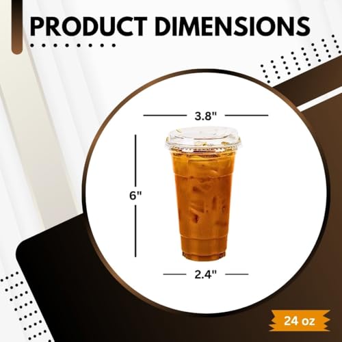 Green Direct 24 oz. Disposable Plastic Clear Cups with Strawless Sip Lids for Iced Coffee 50 - Thumbnail 3