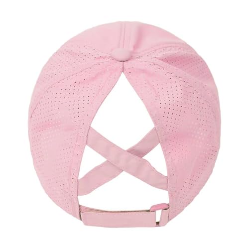 Girls Criss Cross Ponytail Hat Adjustable Mesh Baseball Cap Kids Quick Dry Sports Hats for All Seasons Age 6-124