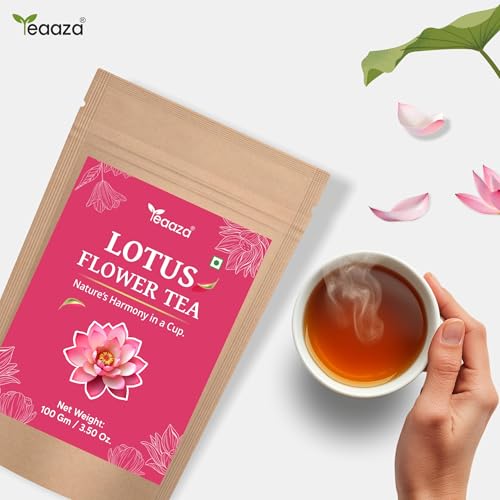 Image of Teaaza Lotus Flower Tea - 100g (200 Cups) | Herbal Caffeine-Free Detox Tea for Sleep & Relaxation | Twice Steepable