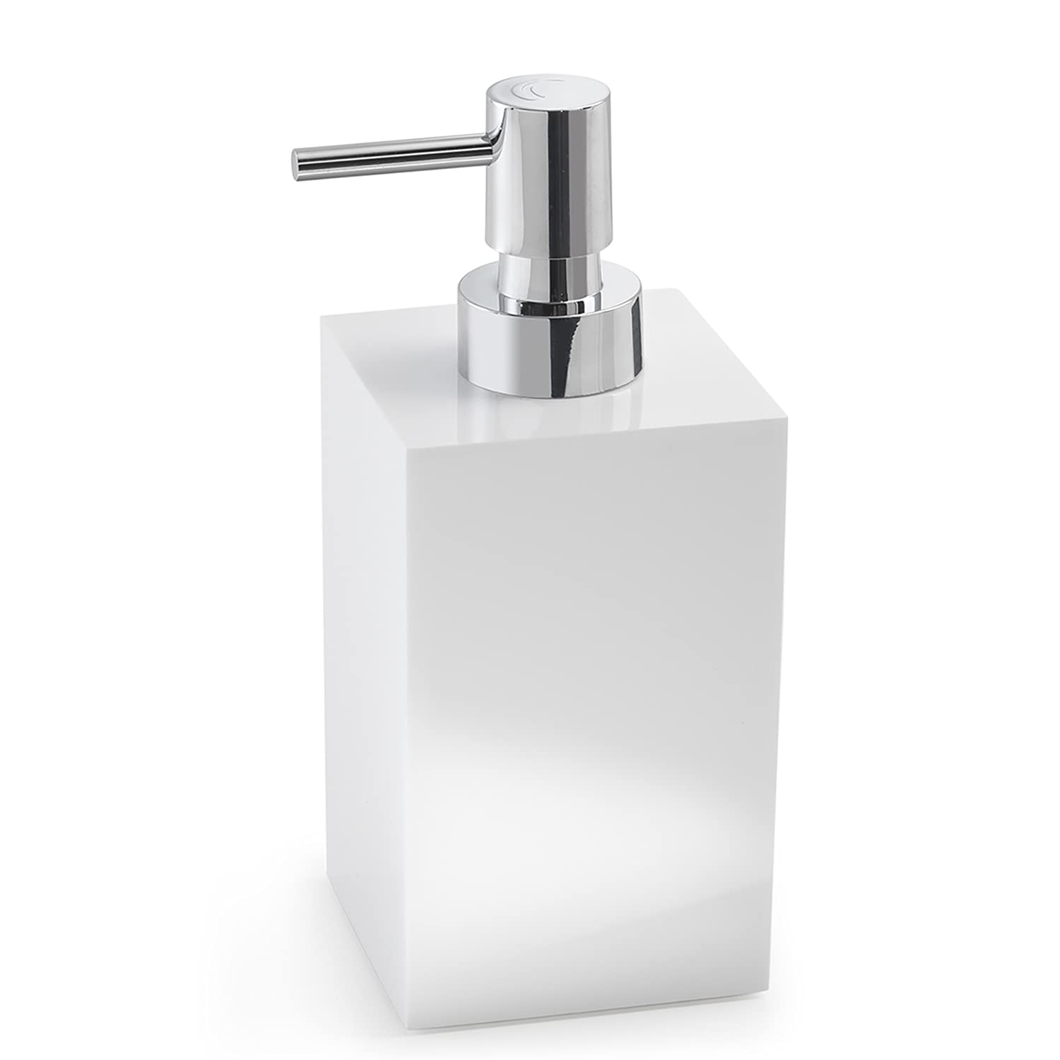 Gedy Blanco, G-Bangkok dosificador, Medidas y Peso: 17,3 x 7,3 x 8,4 cm y 0,365 kg, Capacidad 250 ml, dispensador de jabón de baño de Resina y Arena, diseño R&D, único