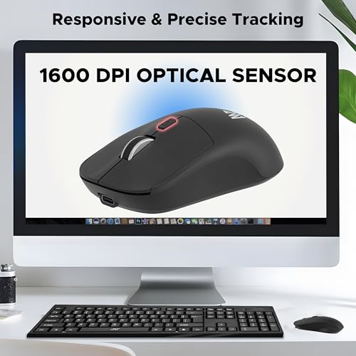 Image of Ant Globe20 Wireless Mouse Dual Mode Bluetooth & 2.4GHz USB| 1600 DPI Optical Sensor | Silent Click Rechargeable Ergonomic Mouse | 4 Button Cordless Mouse for Laptop, PC, Mac, Windows, Linux | Black