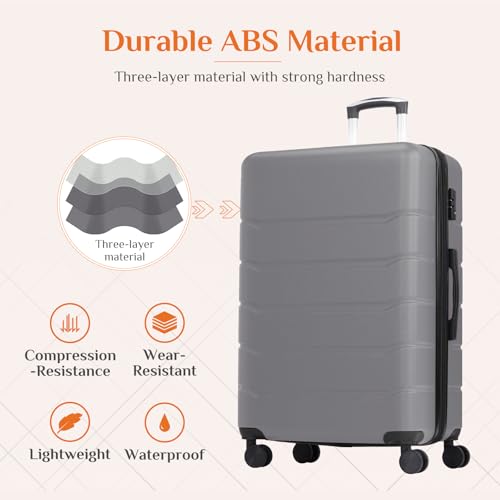 Image of Sweetcrispy 24 Inch Checked Luggage, Suitcase with Spinner Wheels