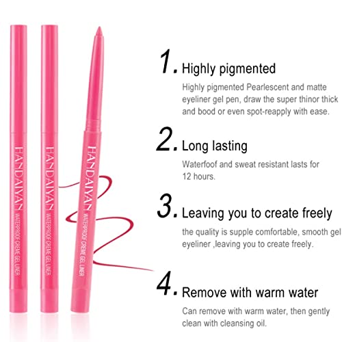 Onarisae Eyeliner Pencil Retractable Eyeliner Creamy Pigmented Smudge Proof Eye Liner Pen White thumb #2