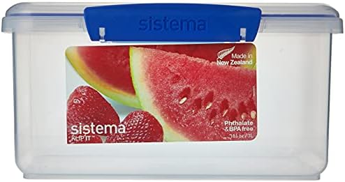 Sistema KLIP IT Food Storage Container | 3 L | Stackable Food Prep Container with Airtight Lids | BPA-Free | Blue Clips | 1 Count