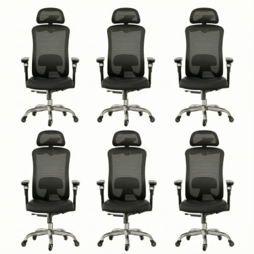 Image of HUANUO Ergonomic Office Chair with 6D Armrest, Seat Depth Adjustment, Lumbar Support, Quiet Rubber Caster, High Back Mesh Gaming Chair with 3D Headrest, Big and Tall Chair for Home Office, Pack of 6
