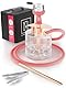 M. ROSENFELD Mini Shisha To Go mit Tasche & Premium Zubehör [Shisha Kopf Set mit HMD Smokebox + Schlauch + Mundstück] Edelstahl Tauchrohr Diffusor & Acryl Kleine Bowl - Shisha Roségold