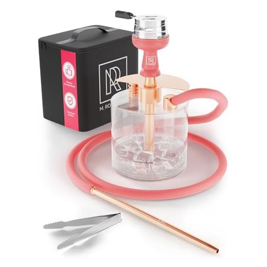 M. ROSENFELD Mini Shisha To Go mit Tasche & Premium Zubehör [Shisha Kopf Set mit HMD Smokebox + Schlauch + Mundstück] Edelstahl Tauchrohr Diffusor & Acryl Kleine Bowl - Shisha Roségold
