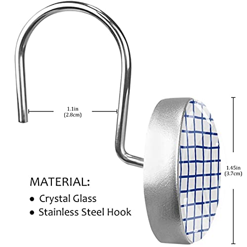 Crochets de rideau de douche sans rouille anneaux écossais bleu bain - 4