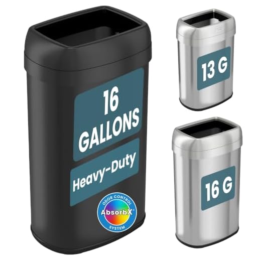 iTouchless 16 Gallon Open Top Trash Can