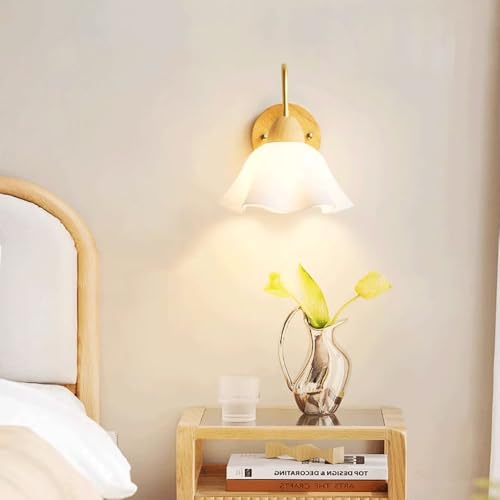 Lámpara de pared con diseño de flores blancas y pantalla acrílica translúcida 8