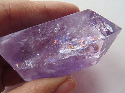 Cristal Natural Amatista en Bruto Punto de Cristal de Cuarzo Transparente Natural con Grandes arcoíris 99g xiaguolingsm
