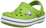 Entresuela deportiva a rayas. Crocs Crocband Kids, Zuecos Con Correa Infantil, Verde (Parrot Green/White), 22-24 EU