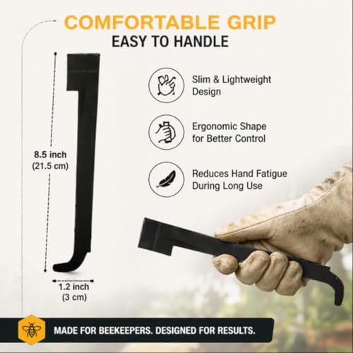 Image of ANP BEE Honey Bee Hive Tool Stainless Steel J Hook Scraper, Heavy Duty Beekeeping Tool for Frame Lifting, Scraping & Hive Maintenance, Durable Rust-Resistant Apiary Equipment, Pack of 1