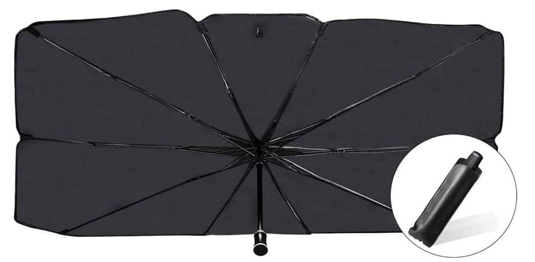 HBirdPc Car Windshield Sun Shade UV Rays Umbrella Style Portable Foldable Sunshade Heat Sun Visor Protector Outdoor Storage Reflector Umbrella (Big: 145 x 79 cm)
