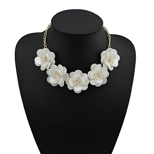Bocar White Acrylic Gold Plate Statement Pendant Choker Flower Necklace For Women (Nk-10281) #TOP1