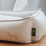 HUNTER Hundesofa Belluno, Farbe: Creme, mit robustem Strukturstoff, vorwiegend recycelte Materialien, nachhaltig, rutschhemmend, stilvoll und modern, Größe: M
