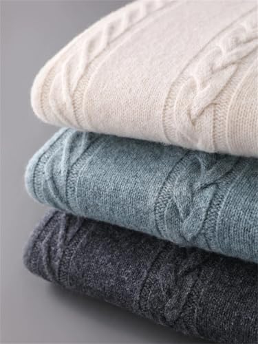 Men's Merino Wool Knitted Sweater O-Neck Cable Stitch Pullover Autumn Winter Casual Tops Soft Warm Jumper4