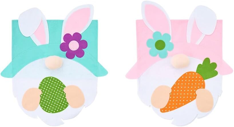 The Lakeside Collection Easter Decorative Dining Chair Covers Set of 2 - Easter Gnome