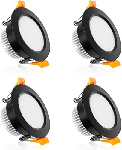 YGS-Tech 2 Inch LED Recessed Lighting Dimmable Downlight, 3W(35W Halogen Equivalent), 3000K Warm White, CRI80, Black Trim, LED Ceiling Light with LED Driver (4 Pack)