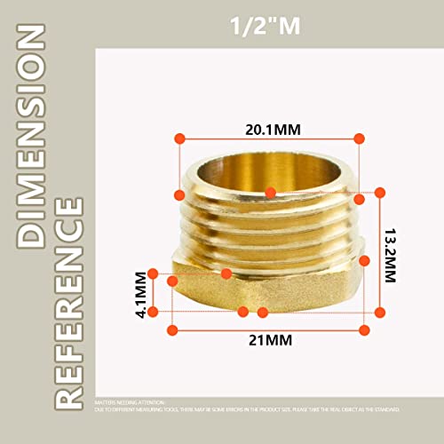 Bwintech 2 Pcs 1/2" Male BSP Thread Brass Male Cap Hex Socket Pipe Plug Fittings Connector for Pipe Connecting Conversion - Image 2