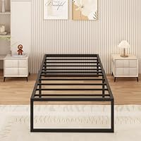 Yicensen Metallbett 90x190 cm Einzelbettgestell mit Stahllattenstütze | 46 cm Hoch Großer Stauraum unter dem Bett, Einfache Montage, Geräuschlos, Schwarz – Ansicht 9