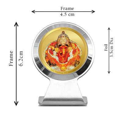 Image of Diviniti 24K Gold Plated Lord Siddhivinayak Ganpati Bappa Car Dashboard Idol Frame | Premium Spiritual Car Accessory for Divine Blessings & Positivity | Luxury Devotional Gift for Car, Office & Home |