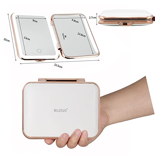 Travel Makeup Mirror With Lights,5X Magnifying Vanity Mirror,Compact Mirror Double Sided Handheld Mirror With Auto-Off Light,Rechargeable Portable Folding Travel Led Make Up Mirror,Gift For Mother #TOP1