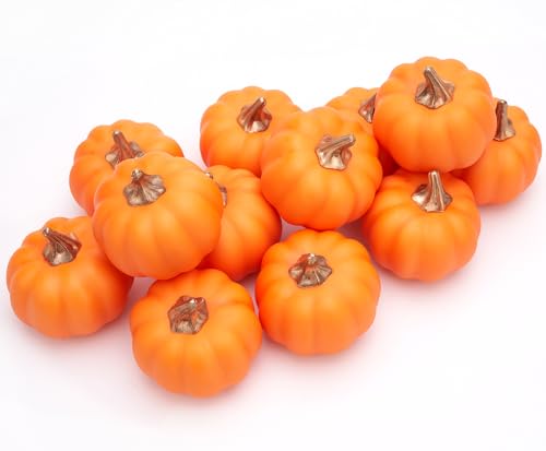 Osfvn Pumpkin Decor Orange Set of 12 Harvest Thanksgiving Fall Decoration