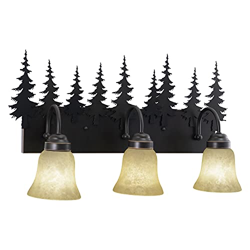 Luminaire rustique Yosemite à 3 lumières de 62 cm pour miroir de salle de bain et cabine