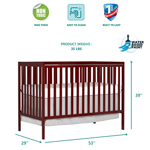 Dream On Me Synergy 5-In-1 Convertible Crib In Cherry, Greenguard Gold Certified #TOP3