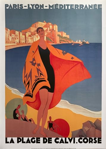 Affiche Plage de Calvi Corse Brodef 50x70 cm pour décoration murale