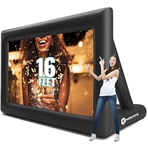 Holiday Styling 16FT Inflatable Outdoor Projector Screen – 200” Blow Up TV & Movie Screen w. Thick, Airtight Material for Portable Front / Rear Projection – Backyard Movie Night, BBQ, Pool Party