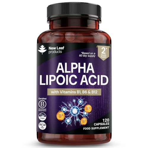 Alpha Lipoic Acid Complex with Vitamin B12 B6 & Thiamine 600mg ALA Daily Serving 120 Capsules 2 Month Supply - B Vitamins Contribute to Normal Nervous System Function Neuropathy & Nerve Support
