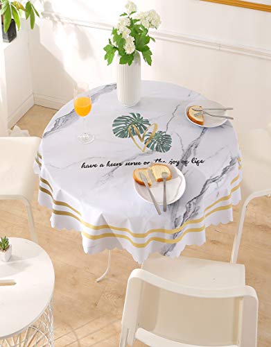 Asvert Mantel Redondo Manteles Antimanchas Resistente a Líquidos de Estilo Moderno para Mesa Redonda de Comedor Cocina Jardín y Bar (Blanco, Ronda,Diámetro 120cm)