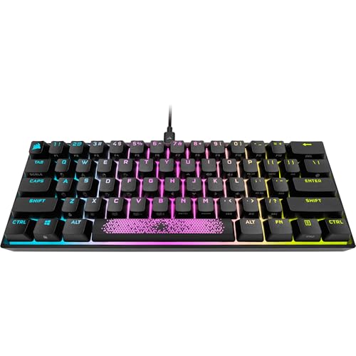 Miniatura 4 de Corsair K65 RGB Mini 60% Teclado mecánico para Juegos (iluminación RGB Personalizable de Teclas Individuales, Teclas Cherry MX Speed, Teclas PBT de Doble Disparo, tecnología AXON) QWERTZ, Negro