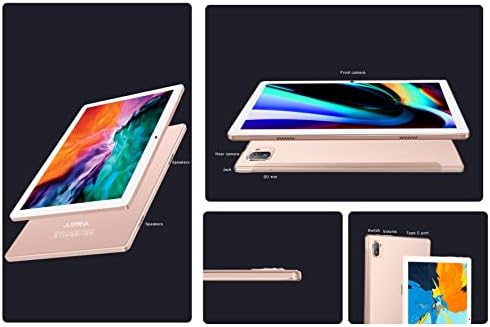 Tablet 10 Inch Android 11 5G + 2.4G WiFi, Processor 2.0 Ghz Octa-Core 4GB RAM 64 GB ROM Bluetooth 5.0, 5 MP+8 MP, 8000 mAh Battery, SD/TF 4-256 GB, with Case + Touch Pen + Keyboard + Mouse - Gold