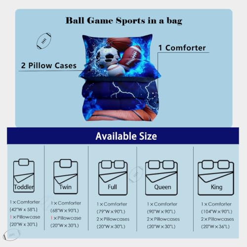 Image of Feelyou Boys Sports Comforter Set Full Size for Kids Boys Girls
