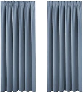 BellaHills Blackout Curtains - Room Darkening Window Curtain Drapes for Living Room Sliding Glass Door Pencil Pleat Draperies for Privacy Protected, 1 Pair, W 90 by L 72 in, Stone Blue