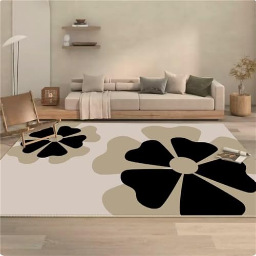 Tapis de chambre moderne gris et noir grand format résistant