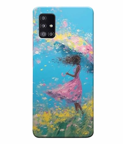 Image of Printed Hard Back Case Cover & Compatible for Samsung Galaxy A71 | Painting Girl with Umbrella (Multicolor) - D1194