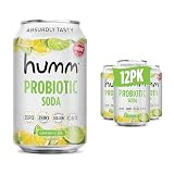 Humm Sparkling Probiotic Lemon Lime Soda, Zero Sugar, Zero Calorie, 2 Billion Probiotics, Vitamin C, D, and B12, 12 fl oz (Pack of 12)