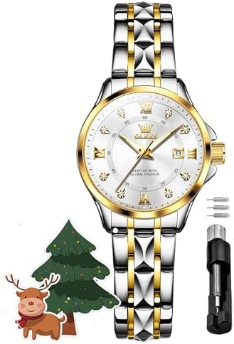 OLEVS Women's Watches Luxury Diamond Arabic Dial Wrist Watch for Women with Date Waterproof Stainless Steel Quartz Ladies Watch